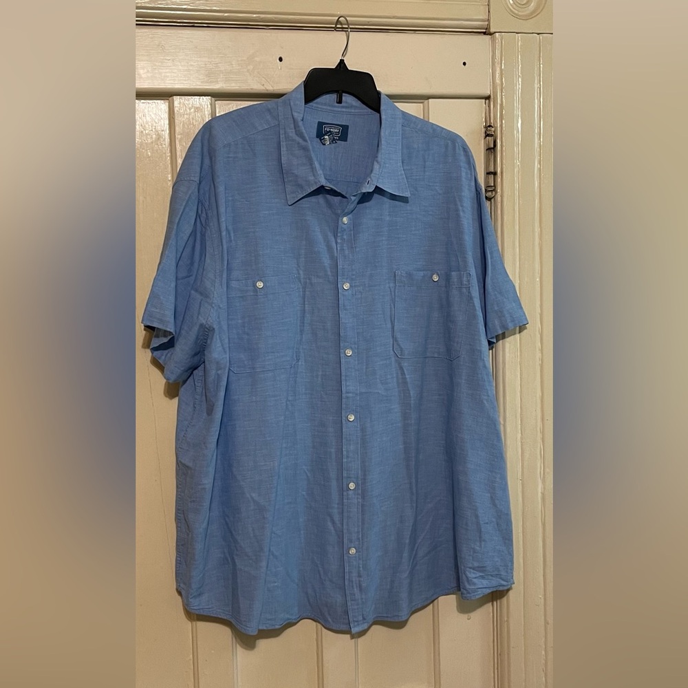 The Foundry Big & Tall Supply Co. Mens Chambray Short Sleeve Button Front Shirt - Picture 7 of 10